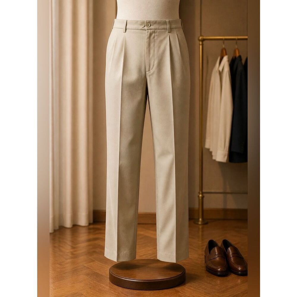 HAGGAR TAN 100% POLYESTER DRESS PANTS 40x30